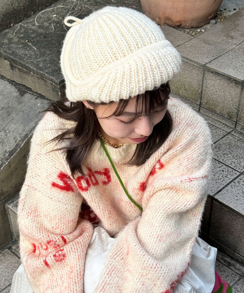 CIAOPANIC(チャオパニック)の「フライトボンバーニットキャップ(キャップ・レディース・レッド/アイボリー/グレー・ONE SIZE)」の10枚目の写真