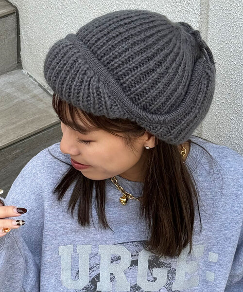 CIAOPANIC(チャオパニック)の「フライトボンバーニットキャップ(キャップ・レディース・レッド/アイボリー/グレー・ONE SIZE)」の18枚目の写真