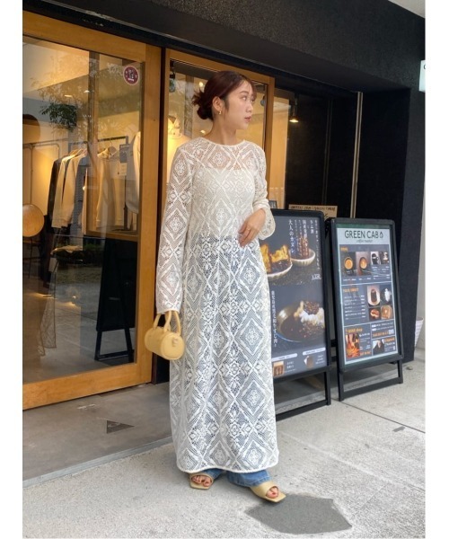 titivate（ティティベイト）の「前後2wayレースロングガウン（ワンピース・レディース・ブラック/アイボリー・M/S/SP/L）」の4枚目の写真