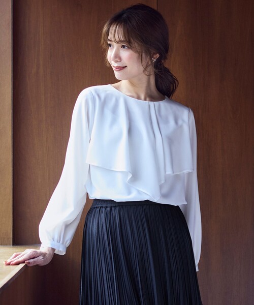 ANY SIS（エニィスィス）の「【洗える】ケープフリル ブラウス（シャツ/ブラウス・レディース・ホワイト系/ネイビー系・2）」の3枚目の写真