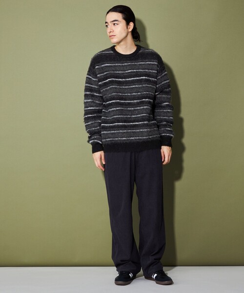 CITEN(シテン)の「<CITEN>シャギーニット ボーダー(ニット/セーター・メンズ・ライトブルー/ブラック・L/M)」の7枚目の写真