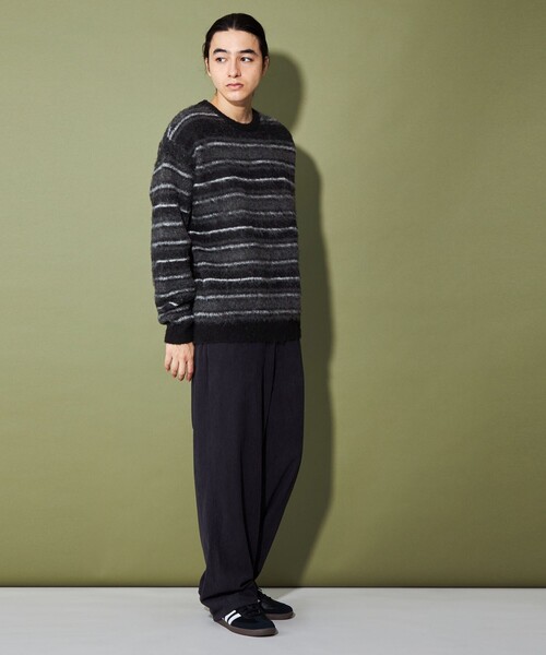 CITEN(シテン)の「<CITEN>シャギーニット ボーダー(ニット/セーター・メンズ・ライトブルー/ブラック・L/M)」の8枚目の写真