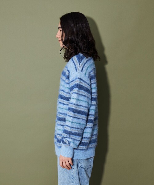 CITEN(シテン)の「<CITEN>シャギーニット ボーダー(ニット/セーター・メンズ・ライトブルー/ブラック・L/M)」の10枚目の写真