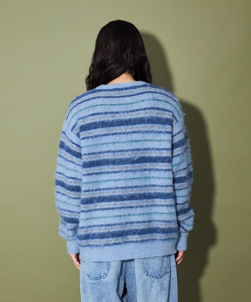 CITEN(シテン)の「<CITEN>シャギーニット ボーダー(ニット/セーター・メンズ・ライトブルー/ブラック・L/M)」の11枚目の写真