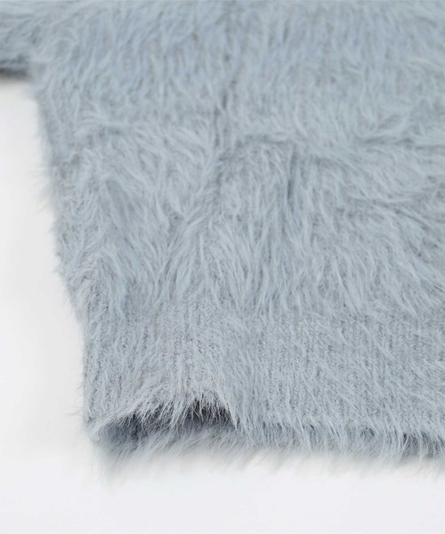 セール】ダブルファスナービッグカラーシャギーニット（ニット