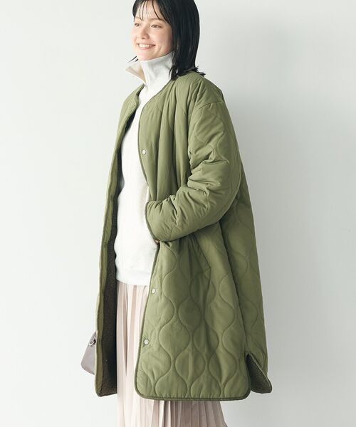 CRAFT STANDARD BOUTIQUE（クラフトスタンダードブティック）の「【リバーシブル】キルティングボアコート（その他アウター・レディース・ダークカーキ/ブラック・M/L/XL）」の10枚目の写真