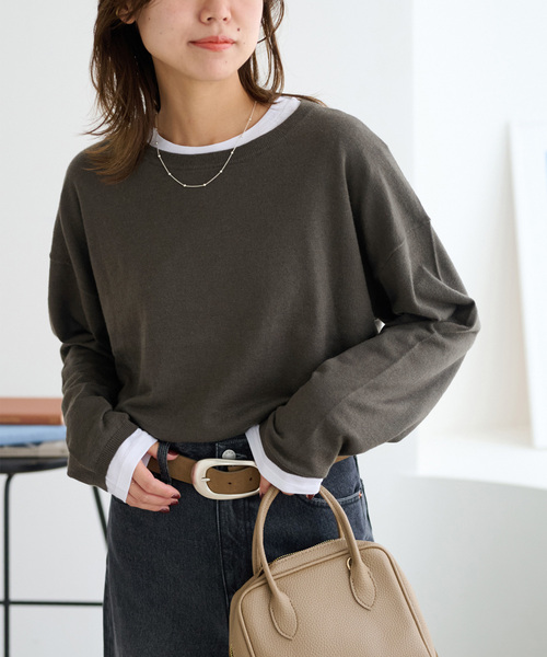 JOURNAL STANDARD relume（ジャーナルスタンダード　レリューム）の「《WEB限定追加4/2枚セット》3WAYレイヤードニットプルオーバー（ニット/セーター・レディース・グレー/カーキ/オレンジ・FREE）」の2枚目の写真