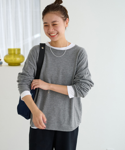 JOURNAL STANDARD relume（ジャーナルスタンダード　レリューム）の「《WEB限定追加4/2枚セット》3WAYレイヤードニットプルオーバー（ニット/セーター・レディース・グレー/カーキ/オレンジ・FREE）」の11枚目の写真