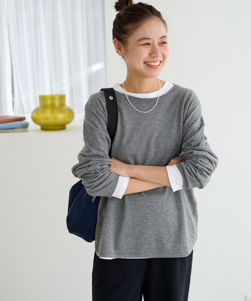 JOURNAL STANDARD relume（ジャーナルスタンダード　レリューム）の「《WEB限定追加4/2枚セット》3WAYレイヤードニットプルオーバー（ニット/セーター・レディース・グレー/カーキ/オレンジ・FREE）」の12枚目の写真