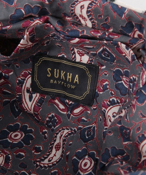 BAYFLOW（ベイフロー）の「※[ペットボトルも入る]プリントベルベット巾着（ハンドバッグ・レディース・ブルーグレー/ホワイト・FREE）」の9枚目の写真