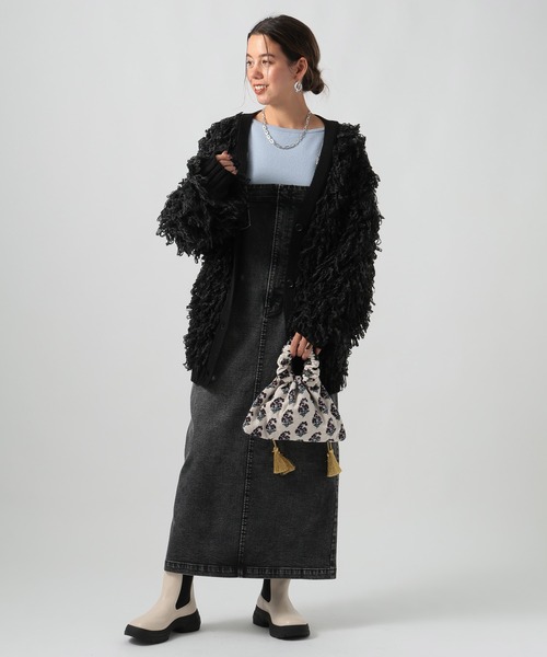 BAYFLOW（ベイフロー）の「※[ペットボトルも入る]プリントベルベット巾着（ハンドバッグ・レディース・ブルーグレー/ホワイト・FREE）」の18枚目の写真