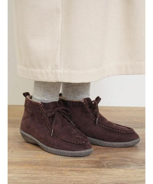 Samansa Mos2（サマンサ モスモス）の「中ボアモカシンブーツ（ブーツ・レディース・ベージュ/ブラウン・M/L/XL/S）」の5枚目の写真