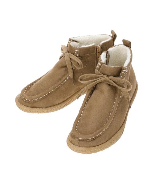 Samansa Mos2（サマンサ モスモス）の「中ボアモカシンブーツ（ブーツ・レディース・ベージュ/ブラウン・M/L/XL/S）」の9枚目の写真