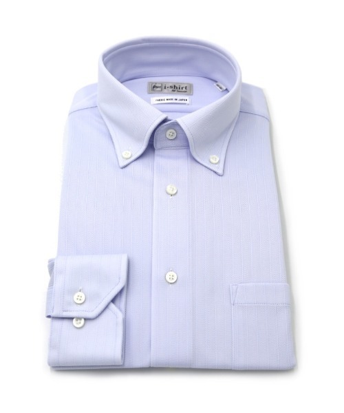 HARUYAMA(ハルヤマ)の「WEB限定【完全ノーアイロン】長袖 アイシャツ ボタンダウン ストレッチ ストライプ i-shirt 通年(ビジネスシャツ・メンズ・ホワイト/サックスブルー・首回り37cm-裄丈78cm/S80/首回り39cm-裄丈78cm/M82/首回り41cm-裄丈80cm/L84/首回り43cm-裄丈82cm/LL86/首回り45cm-裄丈86cm)」の1枚目の写真