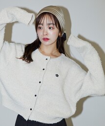PUBLUX | MARY QUANT×PUBLUX/マリークワント ワンポイント 刺繍 モップニットカーディガン　限定展開(ニット/セーター)