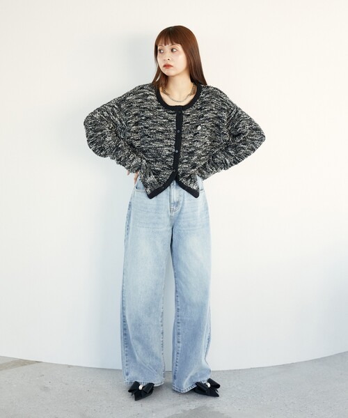 MARY QUANT×PUBLUX/ワンポイント刺繍モップニットカーディガン PUBLUX（パブリュクス）の「MARY QUANT×PUBLUX/マリークワント