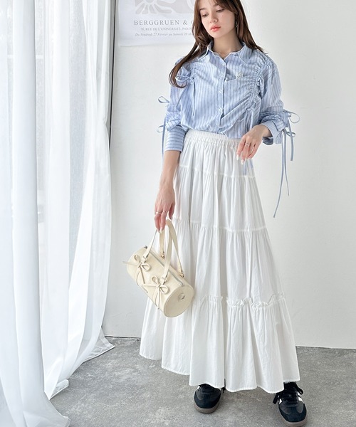 mily bilet（ミウィビレット）の「【mily bilet】目を惹く可愛さ♪リボンデザイン筒型フェイクレザー２WAYショルダーバッグ（ショルダーバッグ・レディース・カーキ/ブラック/ベージュ・ONE SIZE）」の22枚目の写真