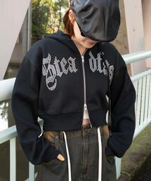 WEGO | WEGO/ラインストーン裏起毛ショートジップパーカー(パーカー)