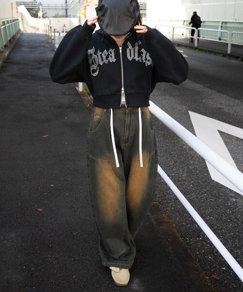 WEGO（ウィゴー）の「WEGO/ラインストーン裏起毛ショートジップパーカー（パーカー・レディース・ブラウン/ブラック/その他1・FREE）」の10枚目の写真