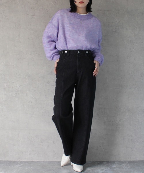 SELECT LEVERY(セレクトリベリー)の「センターシームリサイクルデニムパンツ(デニムパンツ・レディース・ブルー/ブラック/ライトブルー・X-LARGE/LARGE/MEDIUM)」の4枚目の写真