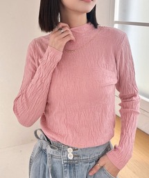 ネックレス付き ボトルネック長袖トップス