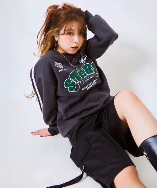 GORGE(ゴージ)の「ポケット付き半端丈パンツ(カーゴパンツ・レディース・ブラック/チャコールグレー・F)」の4枚目の写真