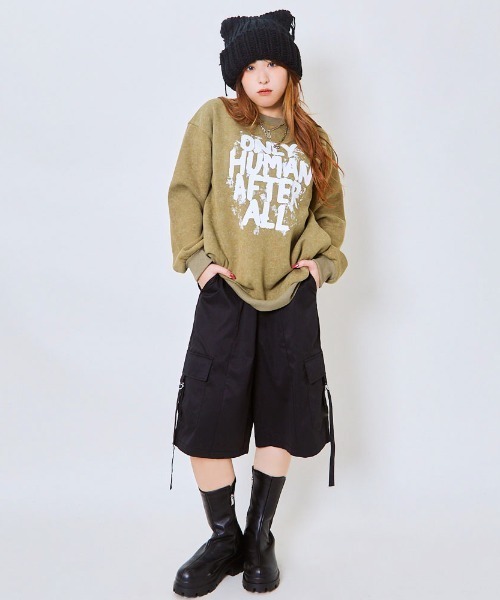 GORGE(ゴージ)の「ポケット付き半端丈パンツ(カーゴパンツ・レディース・ブラック/チャコールグレー・F)」の6枚目の写真