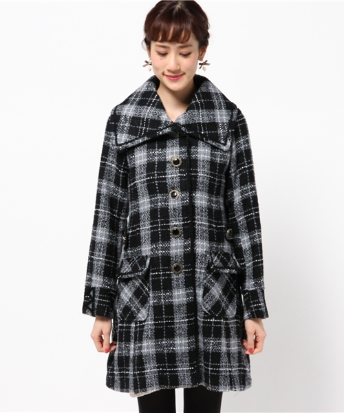 axes femme（アクシーズファム）の「チェック柄コート（ダッフルコート