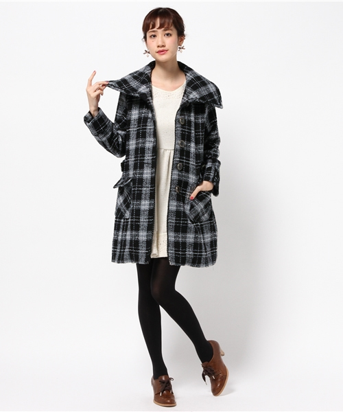 axes femme（アクシーズファム）の「チェック柄コート（ダッフルコート