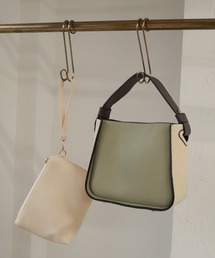 CURI BISCUI | ポーチ付き バイカラー バッグ(ハンドバッグ)