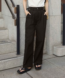 ツーストラップコットンワイドパンツ(ロング丈)