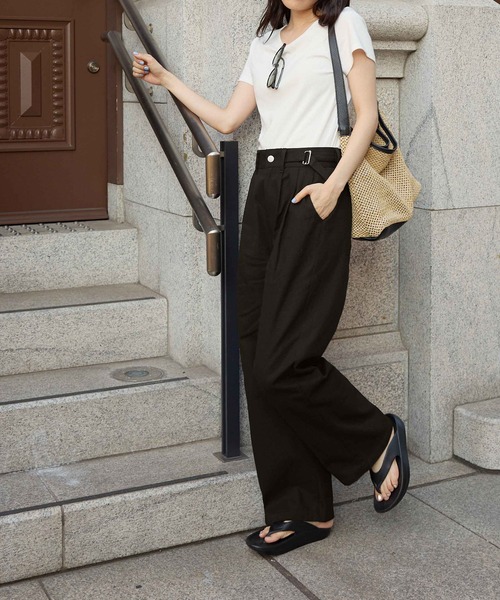 【関税込み】CORDERA ベージュ ワイドパンツ ゴーシュ ストレッチブラック ワイドパンツ | Less Higashikawa
