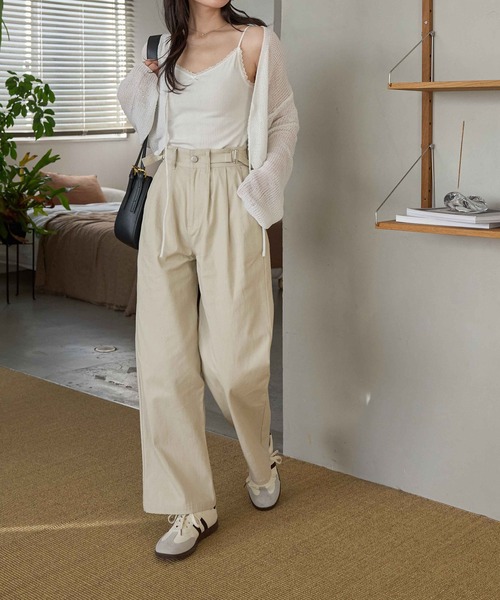 ■ TOTEME ■ハイライズ コットン ワイドパンツ TOTEME オーガニックコットン＆シルク混 ワイドパンツ 刺繍入り