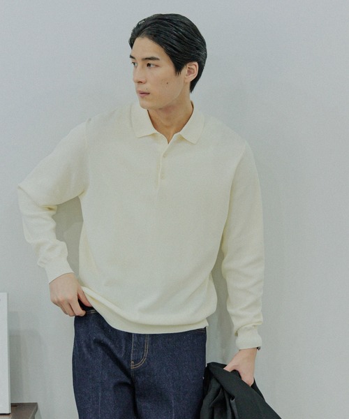 GLOBAL WORK(グローバルワーク)の「ニットポロシャツ/Salon de GW/288726(ポロシャツ・メンズ・ブラック/オフホワイト/ブラウン・X-LARGE/LARGE/MEDIUM/SMALL)」の2枚目の写真