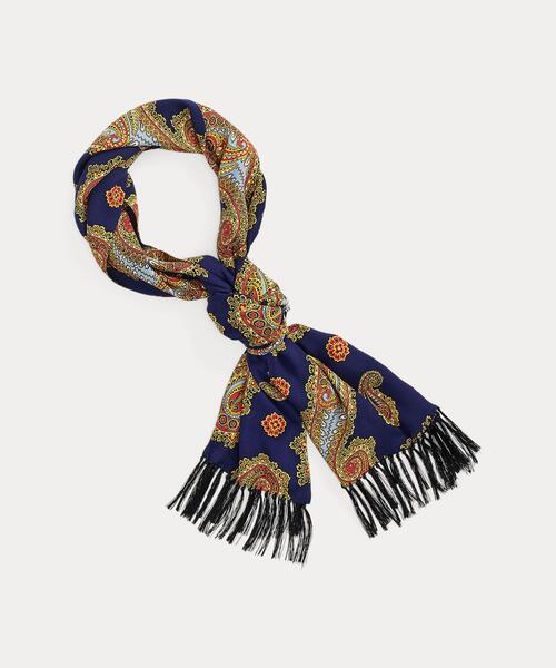 RRL（ダブル アール エル）の「タッセルド ペイズリープリント スカーフ（バンダナ/スカーフ・メンズ・ネイビー系1・ONE）」の5枚目の写真