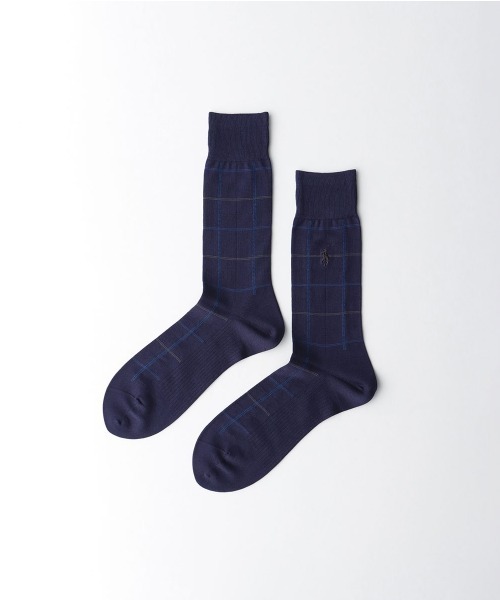 POLO RALPH LAUREN(ポロ ラルフ ローレン)の「POLO RALPH LAUREN 抗菌防臭 足底メッシュ編み ウィンドウペン ビジネスソックス 02042388(ソックス/靴下・メンズ・ブラック/チャコール/ネイビー/ダークネイビー・25-26cm)」の1枚目の写真