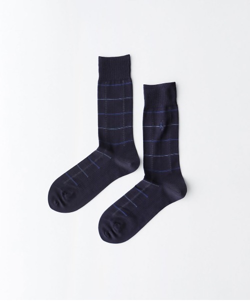 POLO RALPH LAUREN(ポロ ラルフ ローレン)の「POLO RALPH LAUREN 抗菌防臭 足底メッシュ編み ウィンドウペン ビジネスソックス 02042388(ソックス/靴下・メンズ・ブラック/チャコール/ネイビー/ダークネイビー・25-26cm)」の2枚目の写真