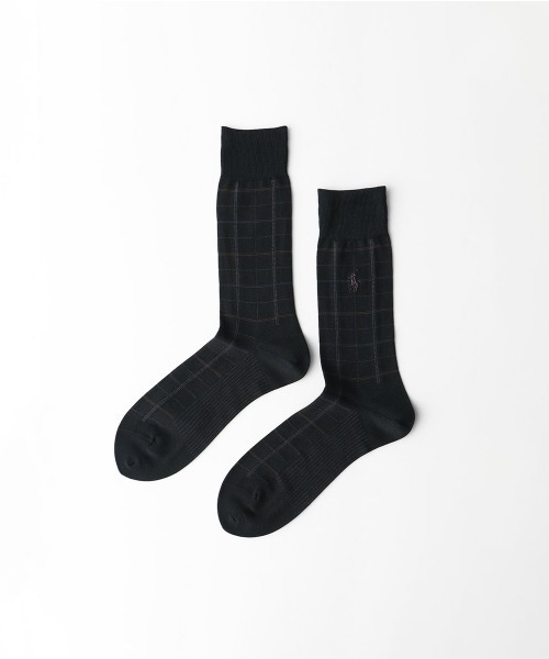 POLO RALPH LAUREN(ポロ ラルフ ローレン)の「POLO RALPH LAUREN 抗菌防臭 足底メッシュ編み ウィンドウペン ビジネスソックス 02042388(ソックス/靴下・メンズ・ブラック/チャコール/ネイビー/ダークネイビー・25-26cm)」の3枚目の写真