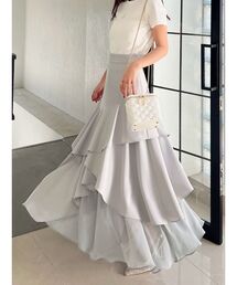 アシンメトリーラッフルフレアスカート