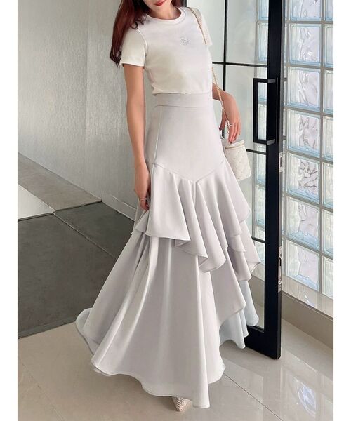 RESEXXY（リゼクシー）の「アシンメトリーラッフルフレアスカート（スカート・レディース・ブラック/ブルー/ホワイト・FREE）」の10枚目の写真