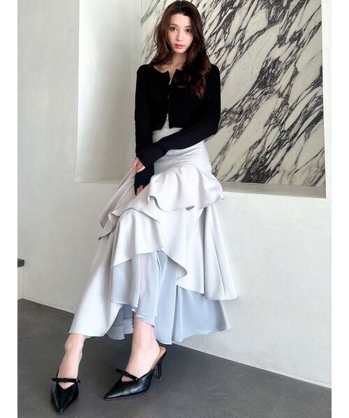 RESEXXY（リゼクシー）の「アシンメトリーラッフルフレアスカート（スカート・レディース・ブラック/ブルー/ホワイト・FREE）」の17枚目の写真