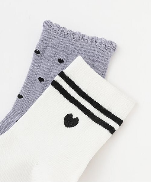 petit main（プティマイン）の「ハート・ラインクルーソックス2P（ソックス/靴下・キッズ・ブラック/ライトグリーン/カラフル・SS/S/M/L）」の4枚目の写真