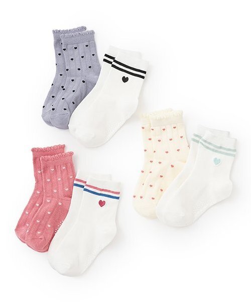 petit main（プティマイン）の「ハート・ラインクルーソックス2P（ソックス/靴下・キッズ・ブラック/ライトグリーン/カラフル・SS/S/M/L）」の9枚目の写真