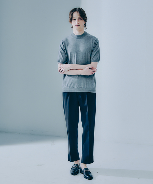 DESIGNWORKS（デザインワークス）の「【トップメランジ】ハイツイスト モックネック ニット（ニット/セーター・メンズ・グレイッシュブルー/グレー・50/48/46）」の9枚目の写真
