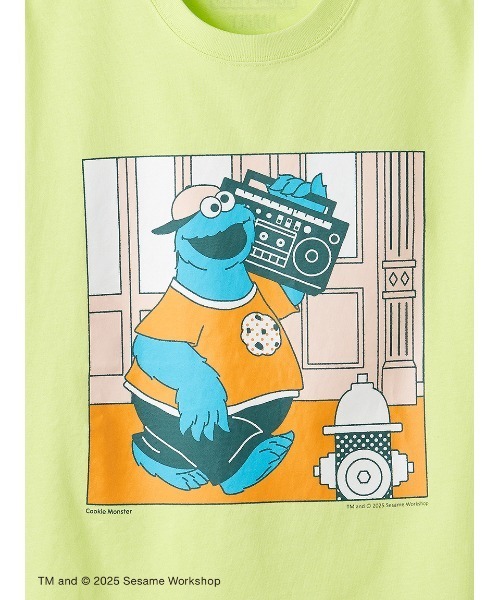 SESAME STREET(セサミストリート)の「【UNISEX】クッキーモンスター アートTシャツ(RADIO)(Tシャツ/カットソー・レディース・ライム/ブラック・MEDIUM/LARGE)」の13枚目の写真