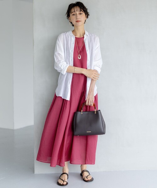 23区 S(ニジュウサンクチイサイサイズ)の「LIBECO ベーシック シャツ(シャツ/ブラウス・レディース・ホワイト系/ネイビー系/オレンジ系1/ダークグリーン系1/ダークブラウン系1/ローズ系/ベージュ系/ふじ色系1・32)」の20枚目の写真
