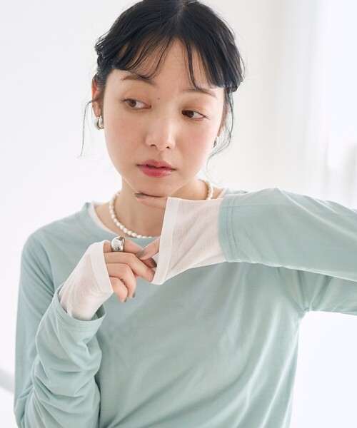 FREAK'S STORE(フリークスストア)の「シアーセットTシャツ/レイヤード シアーロンT(Tシャツ/カットソー・レディース・サックスブルー/ピンク/チャコールグレー・フリ-)」の2枚目の写真