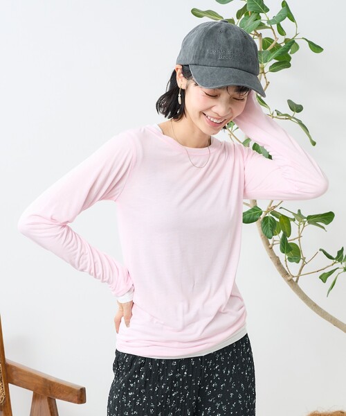 新品 プリーツ レイヤード カットソー ピンク 白 黒 楽天市場】カットソー レディース トップス 長袖 Tシャツ 七分袖