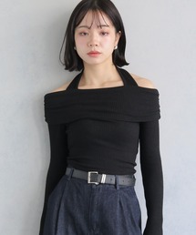 【cheriella】前後2wayチョーカーオフショルリブトップス 2-WAY CHOKER OFF-SHOULDER RIB TOPS