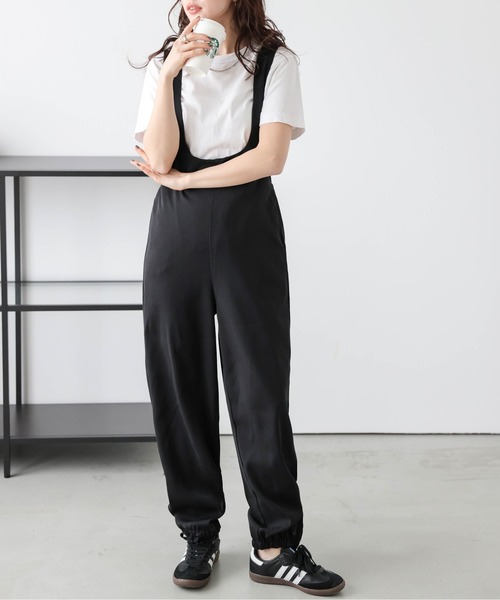 La-gemme（ラジェム）の「Uネックジョガーサロペット（サロペット/オーバーオール・レディース・ブラック/ベージュ/キナリ・M/L）」の12枚目の写真